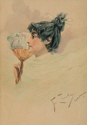 Franciszek Żmurko (1859 Lwów - 1910 Warszawa), Portret kobiety z wachlarzem, 1885 r.