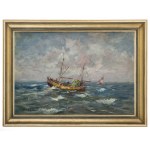 Eugeniusz Dzierzencki (1905 Warsaw - 1990 Sopot), Fishing boat at sea