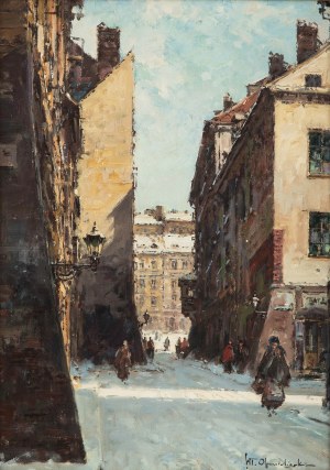 Władysław Chmieliński (1911 Warszawa - 1979 tamże), Widok na ulicę Wąski Dunaj w Warszawie