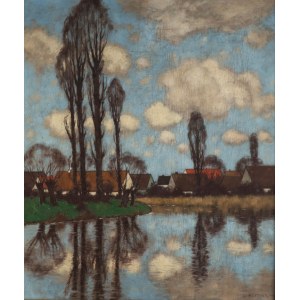 Carl Küstner (1861-1934), Peupliers au bord de l'eau