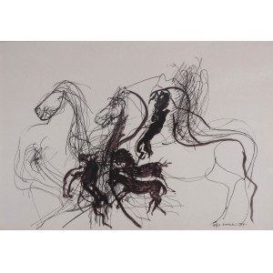 Hugon Lasecki (b. 1932), Horses, 1990