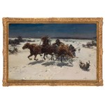 Alfred Wierusz-Kowalski (1849 Suwalki - 1915 Munich), Assault of the Wolves (Dangerous Ride), pre-Or 1895