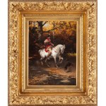 Alfred Wierusz-Kowalski (1849 Suwalki - 1915 Munich), Prince Andrzej Lubomirski on a white horse, ca. 1885