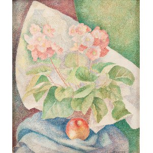 Marie Vorobieff Marevna (1892 Czeboksary, Rosja - 1984 Londyn), Bukiet kwiatów i jabłko (Bouquet de fleurs et pomme), 1930