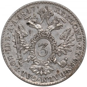 Austrian Empire (Vienna) 3 Kreuzer 1847 - Ferdinand I (1835-1848)