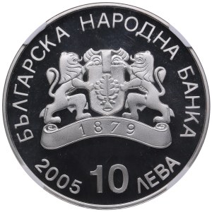Bulgarien (Sofia) 10 Leva 2005 - Olympische Spiele in Turin. Kurzbahn Eisschnelllauf - NGC PF 69 ULTRA CAMEO