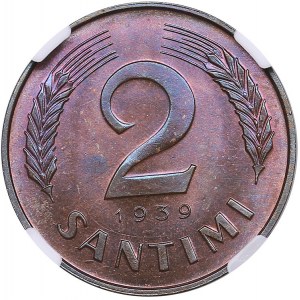 Latvia 2 Santimi 1939 - NGC MS 64 RB