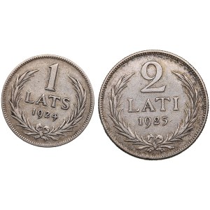 Latvia 2 Lati 1925 and 1 Lats 1924 (2)