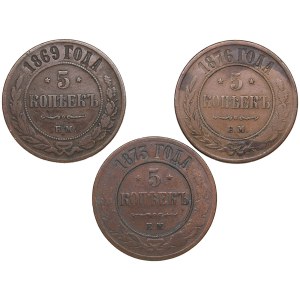 Group of Russian 5 Kopecks (3) - Alexander II (1855-1881)