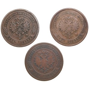 Group of Russian 5 Kopecks (3) - Alexander II (1855-1881)