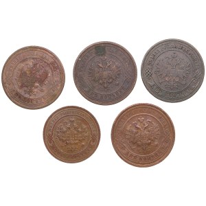 Group of Russian 2 & 1 Kopecks (5)