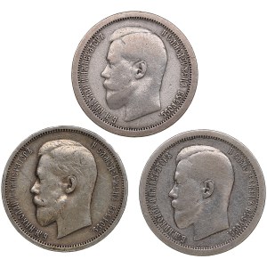 Group of Russian 50 Kopecks (3) - Nicholas II (1894-1917)