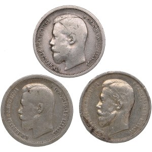 Group of Russian 50 Kopecks (3) - Nicholas II (1894-1917)