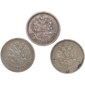 Group of Russian 50 Kopecks (3) - Nicholas II (1894-1917)