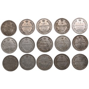 Group of Russian 15 Kopecks (15) - Nicholas II (1894-1917)