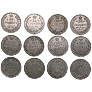 Group of Russian 20 Kopecks 1914 & 1915 (12) - Nicholas II (1894-1917)