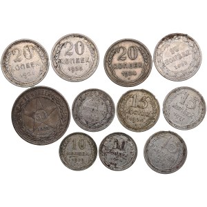 Group of Russian (USSR, RSFSR) 50, 20, 15, 10 Kopecks (11)