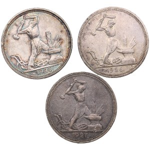 Group of Russian (USSR) Poltinnik (50 Kopecks) 1925, 1926, 1927 (3)