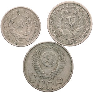 Group of Russian (USSR) 20, 15, 10 Kopecks (3)