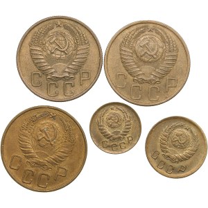 Group of Russian (USSR) 5, 2, 1 Kopecks (4)
