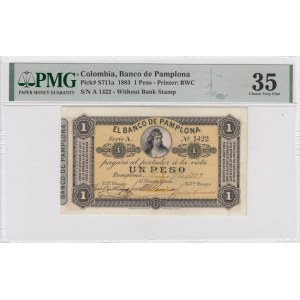 Kolumbien 1 Peso 1883 Pamplona - PMG 35 Choice Very Fine