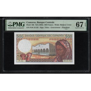 Komoren 500 Francs 1994 - PMG 67 EPQ Superb Gem Unc
