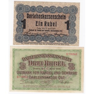 Germany (Occupation of Lithuania WWI, Posen) 3 & 1 Rubel 1916 (2)