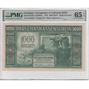 Germany (Occupation of Lithuania WWI, Kowno) 1000 Mark 1918 - PMG 65 EPQ Gem Uncirculated