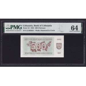 Lithuania 500 (Talonas) 1992 - PMG 64 Choice Uncirculated
