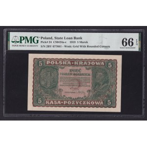 Poland 5 Marek 1919 - PMG 66 EPQ Gem Uncirculated