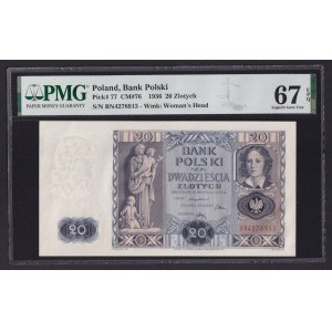 Poland 20 Zlotych 1936 - PMG 67 EPQ Superb Gem Unc