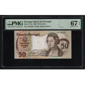 Portugal 50 Escudos 1968 - PMG 67 EPQ Superb Gem Unc