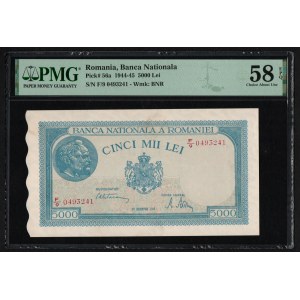 Rumänien 5000 Lei 1944-45 - PMG 58 EPQ Choice About UNC