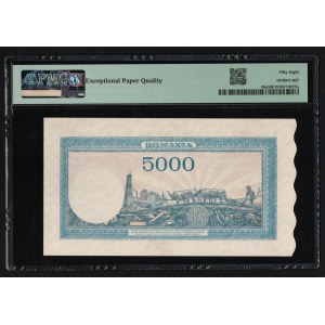 Rumänien 5000 Lei 1944-45 - PMG 58 EPQ Choice About UNC