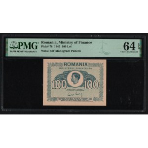 Rumänien 100 Lei 1945 - PMG 64 EPQ Choice Uncirculated