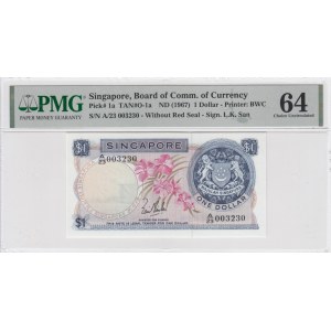 Singapore 1 Dollar 1967 - PMG 64 Choice Uncirculated