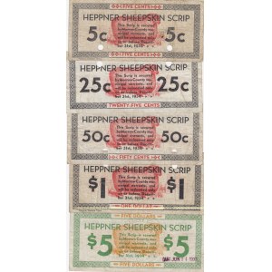 Heppner Sheepskin Scripts 5 Cents - 5 Dollars (5)