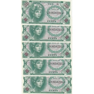 USA 10 Cents 1965 MPC (5) Sequential #