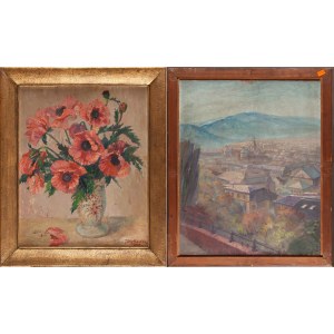Tony BINDER (1868 - 1944), Maki w wazonie/Panorama miasta w Austrii, 1940 r.