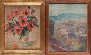 Tony BINDER (1868 - 1944), Maki w wazonie/Panorama miasta w Austrii, 1940 r.