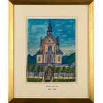 Nikifor Krynicki, Bischof vor der Kirche, 1960er Jahre.