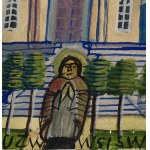 Nikifor Krynicki, Bischof vor der Kirche, 1960er Jahre.