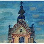 Nikifor Krynicki, Bischof vor der Kirche, 1960er Jahre.