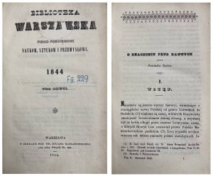 WARSAW LIBRARY 1844 volume II (NORWID)