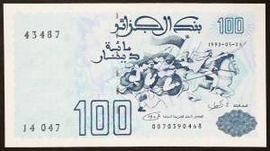 Algeria, Republic, 100 Dinars 21/05/1992