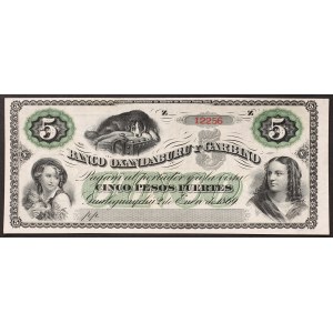 Argentina, Repubblica, 5 Pesos Fuertes n.d. (1869)
