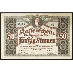Austria, City of Vienna, Notgeld, 50 Kronen 01/11/1918