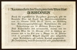 Austria, City of Vienna, Notgeld, 5 Kronen 01/11/1918