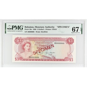 Bahamas, 3 Dollars 1968