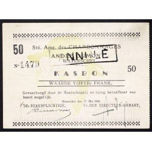 Belgien, Entwertete Notausgabe, 50 Francs 1940